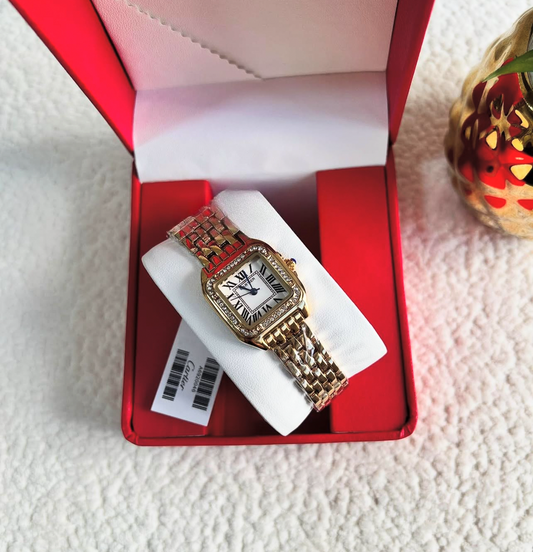 Montre femme luxe Or & Lunnetes diamond