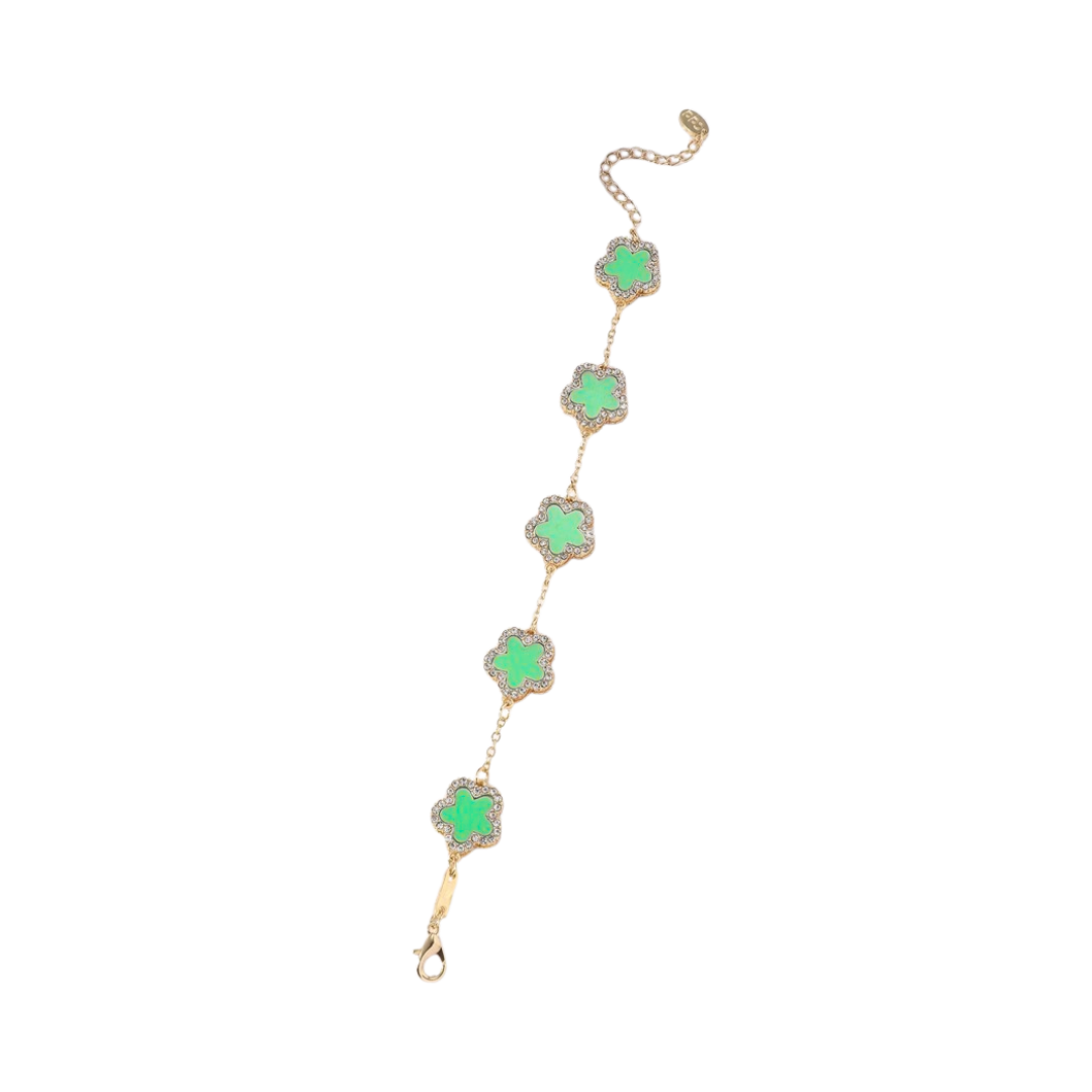 Collier Trèfle Vert Femme – Acier Inoxydable Doré