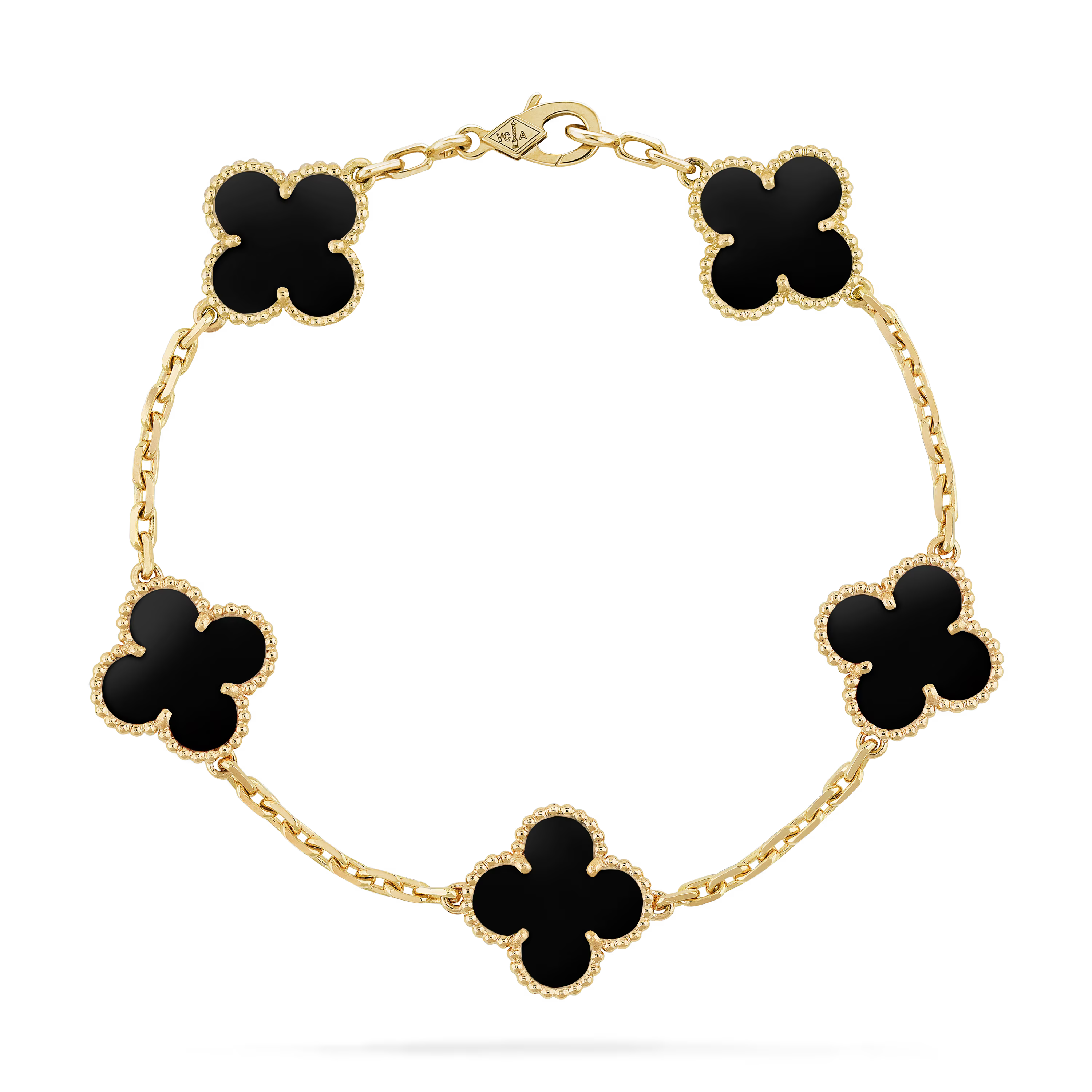 Bracelet Trèfle Noir Femme – Acier Inoxydable Doré