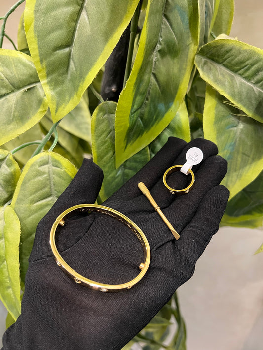 Love Bracelet 4 Diamond With Ring Gift