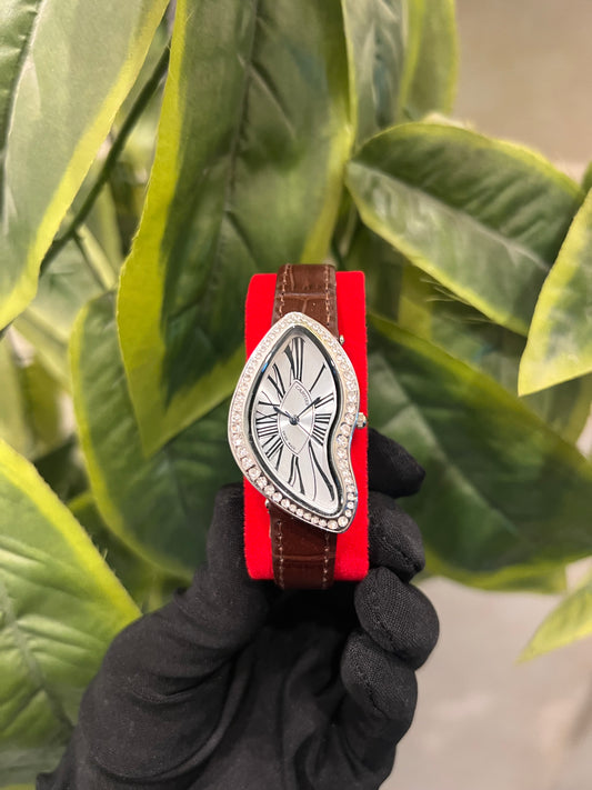 Montre femme Argent et lunnettes diamond & Cuir