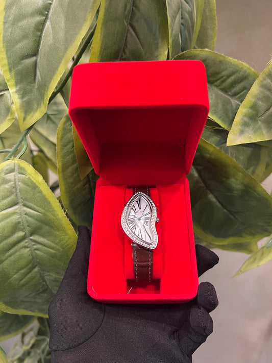 Montre femme Argent et lunnettes diamond & Cuir