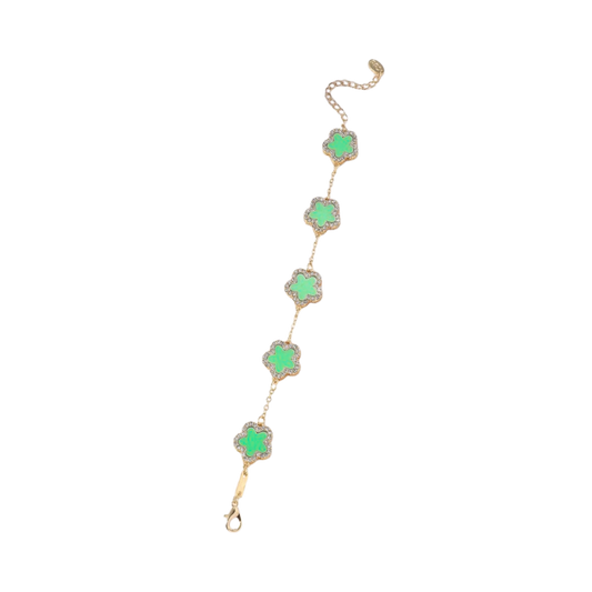 Collier Trèfle Vert Femme – Acier Inoxydable Doré