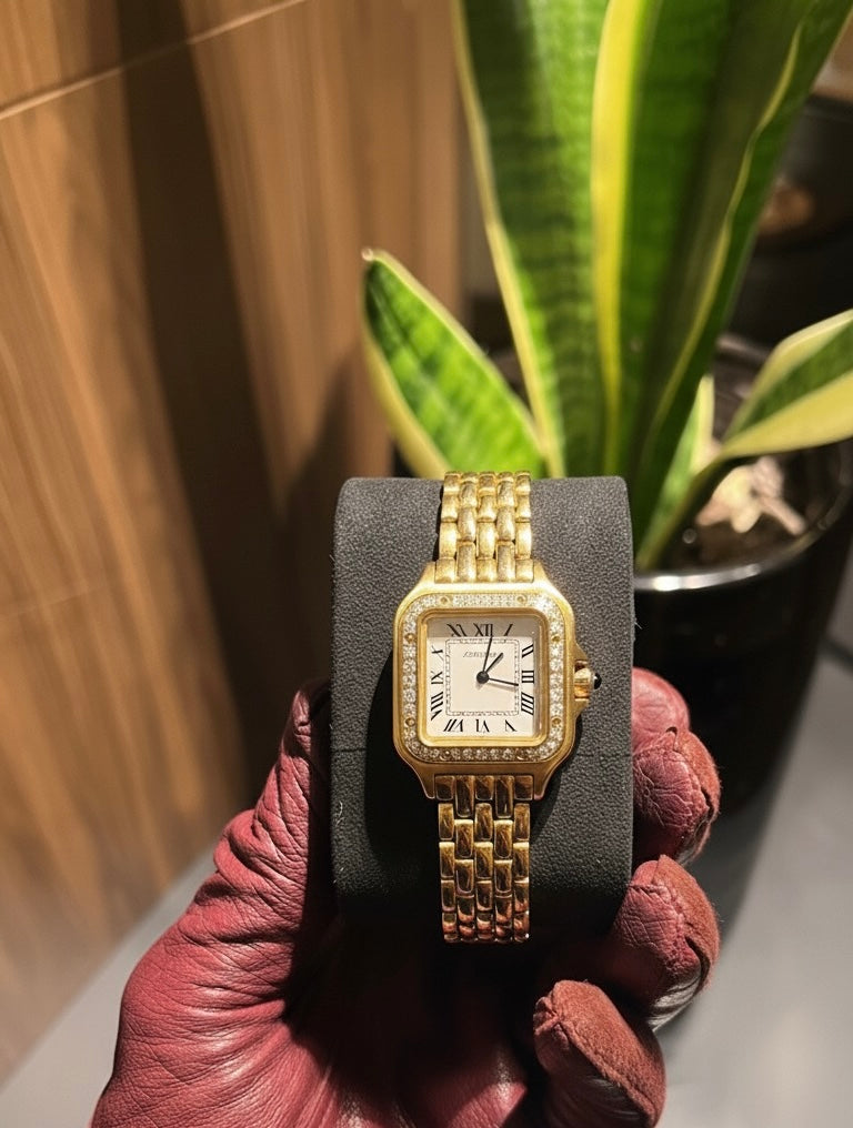 Montre femme luxe Or & Lunnetes diamond