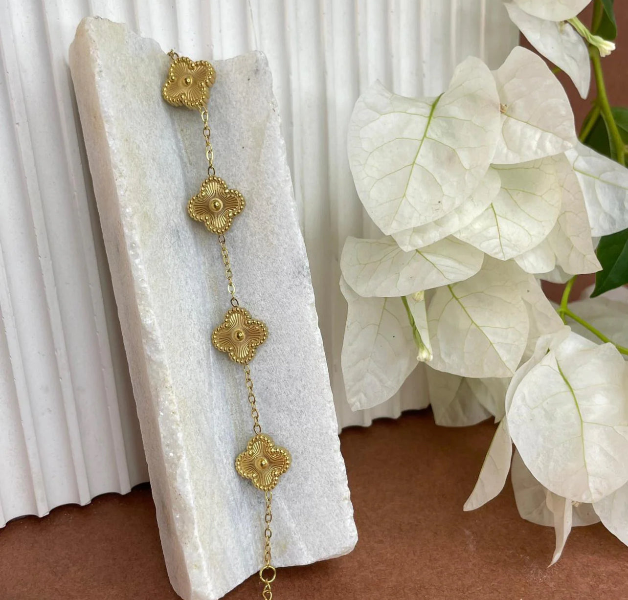 Bracelet Trèfle Doré Femme – Acier Inoxydable Luxe