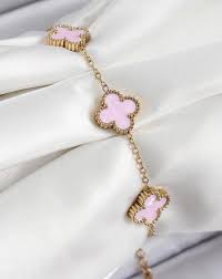 Collier Trèfle Rose Femme – Acier Inoxydable Doré